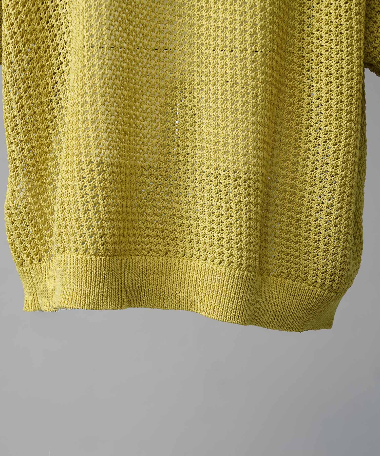 [25SS PRE-ORDER] Prime-Over Mesh Short Sleeve Skipper Knit Pullover