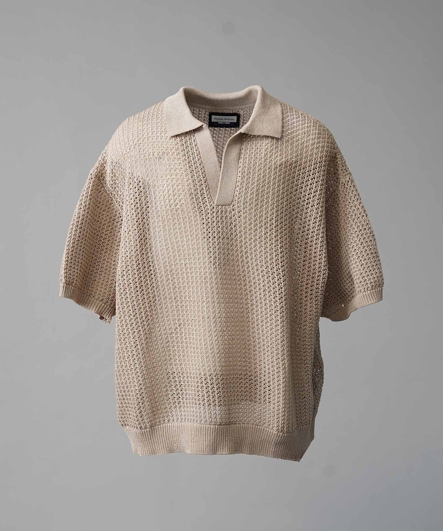 [25SS PRE-ORDER] Prime-Over Mesh Short Sleeve Skipper Knit Pullover
