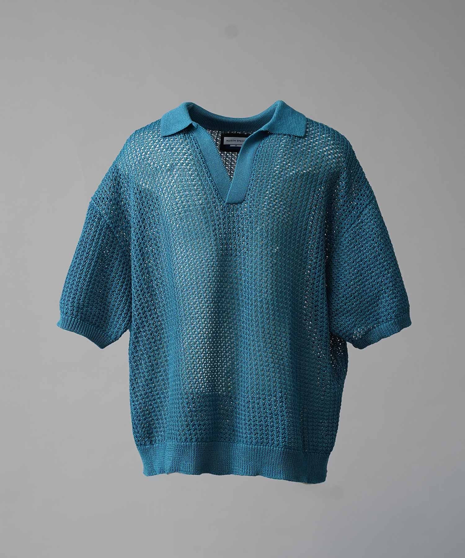 [25SS PRE-ORDER] Prime-Over Mesh Short Sleeve Skipper Knit Pullover