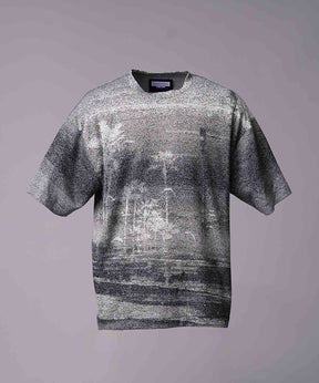 图片拼贴自然双jacquard Prime-Over Kew Neck编织T恤