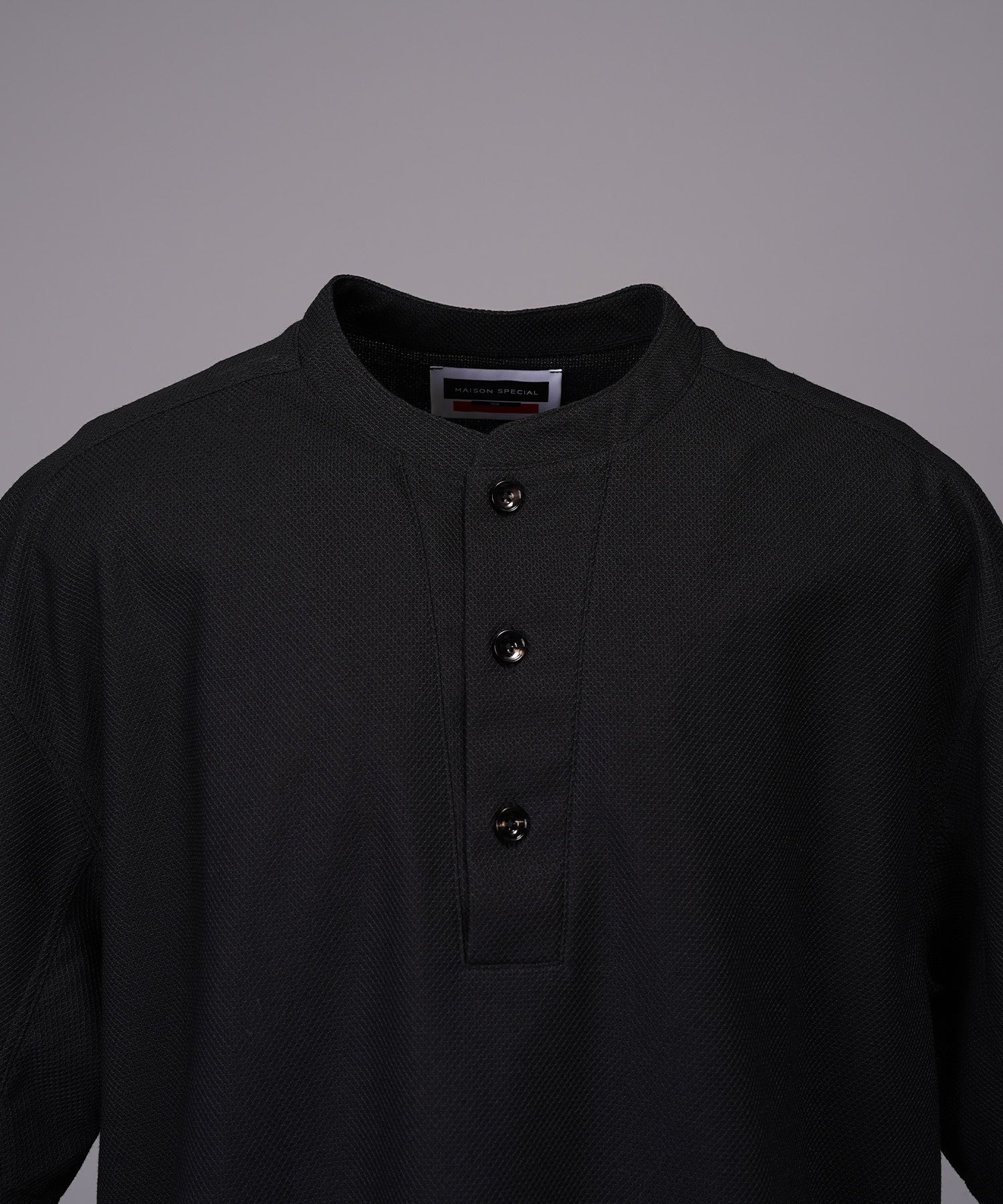 【26SS PRE-ORDER】Birdseye Jersey Mesh Prime-Over Henry Neck Short-sleeved T-shirt