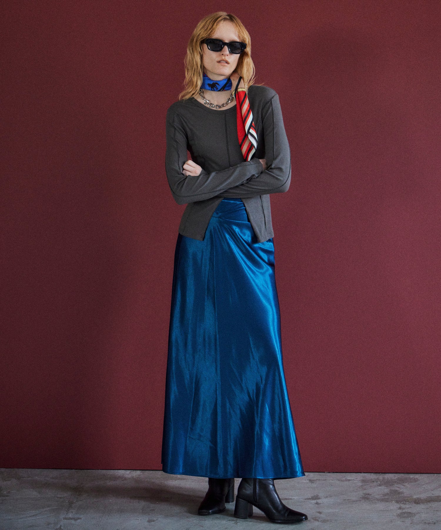 2WAY Cashmere Silk Blend Ribbed Top