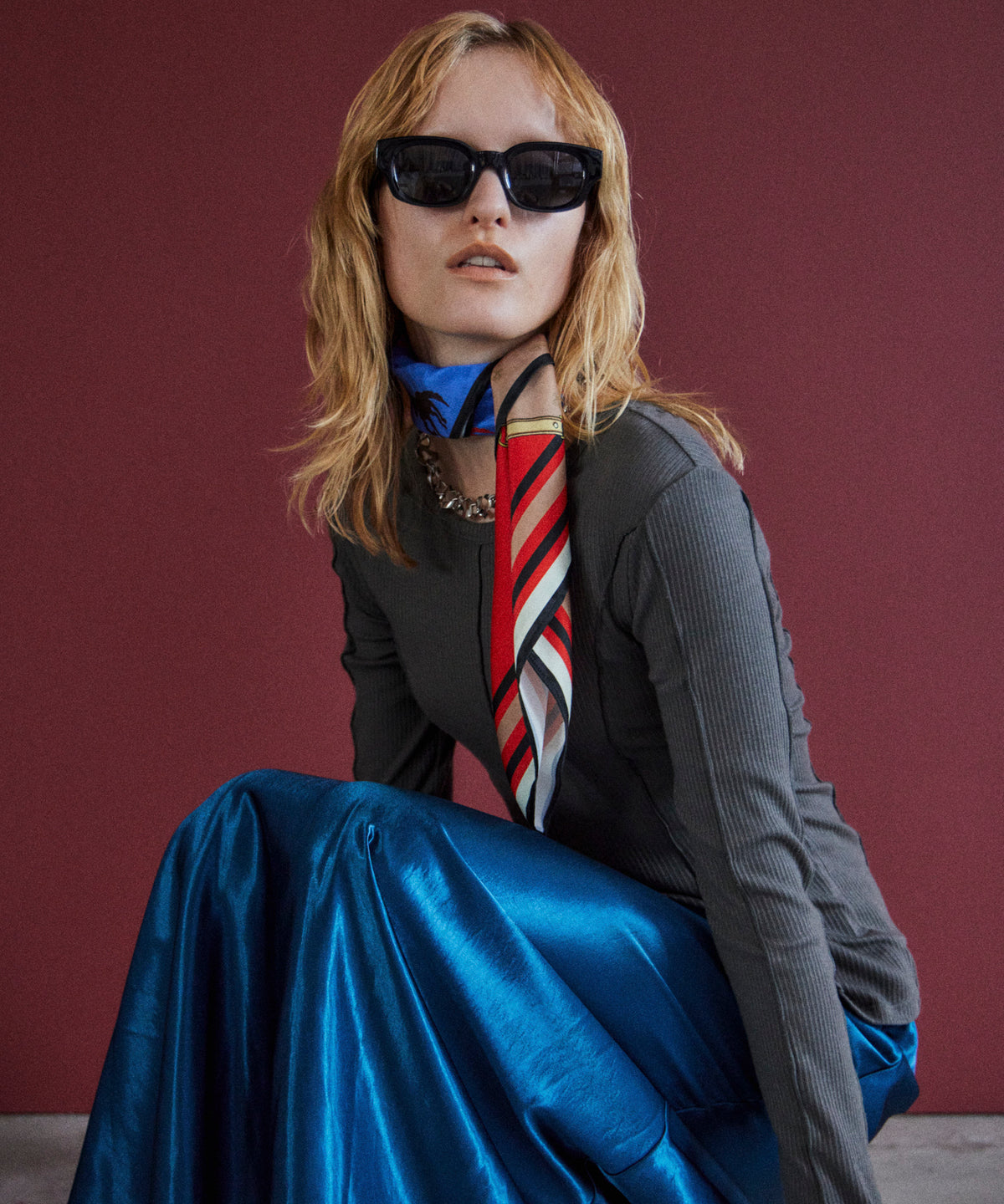 2WAY Cashmere Silk Blend Ribbed Top
