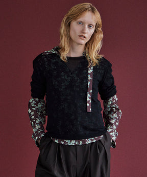 Shoulder Pad Sheer Knit Top