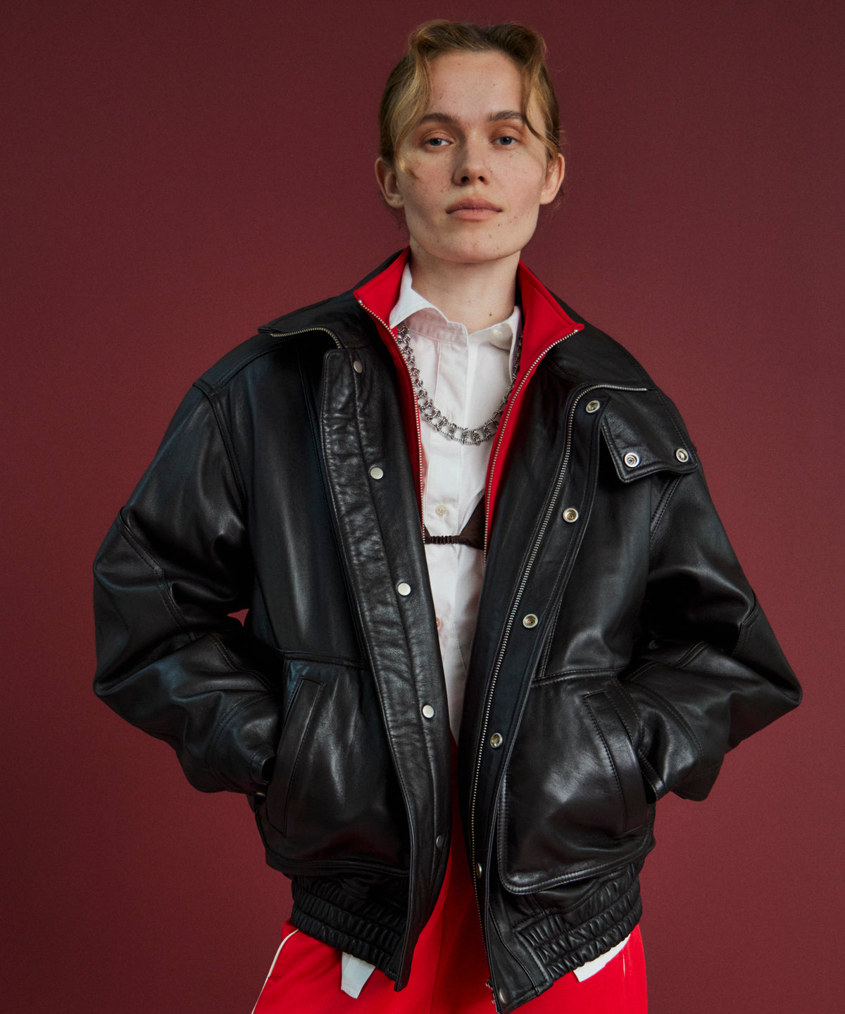 【26AUTUMN PRE-ORDER】Sheep Leather Swing Top Blouson