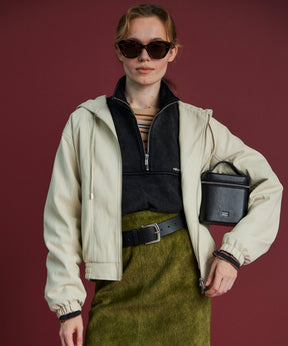 Faux Leather Hoodie Parka