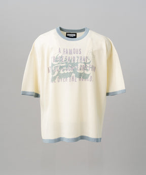 【26SS PRE-ORDER】Linen-touch Nostalgia Prime-Over Ringer Pattern Knit T-shirt