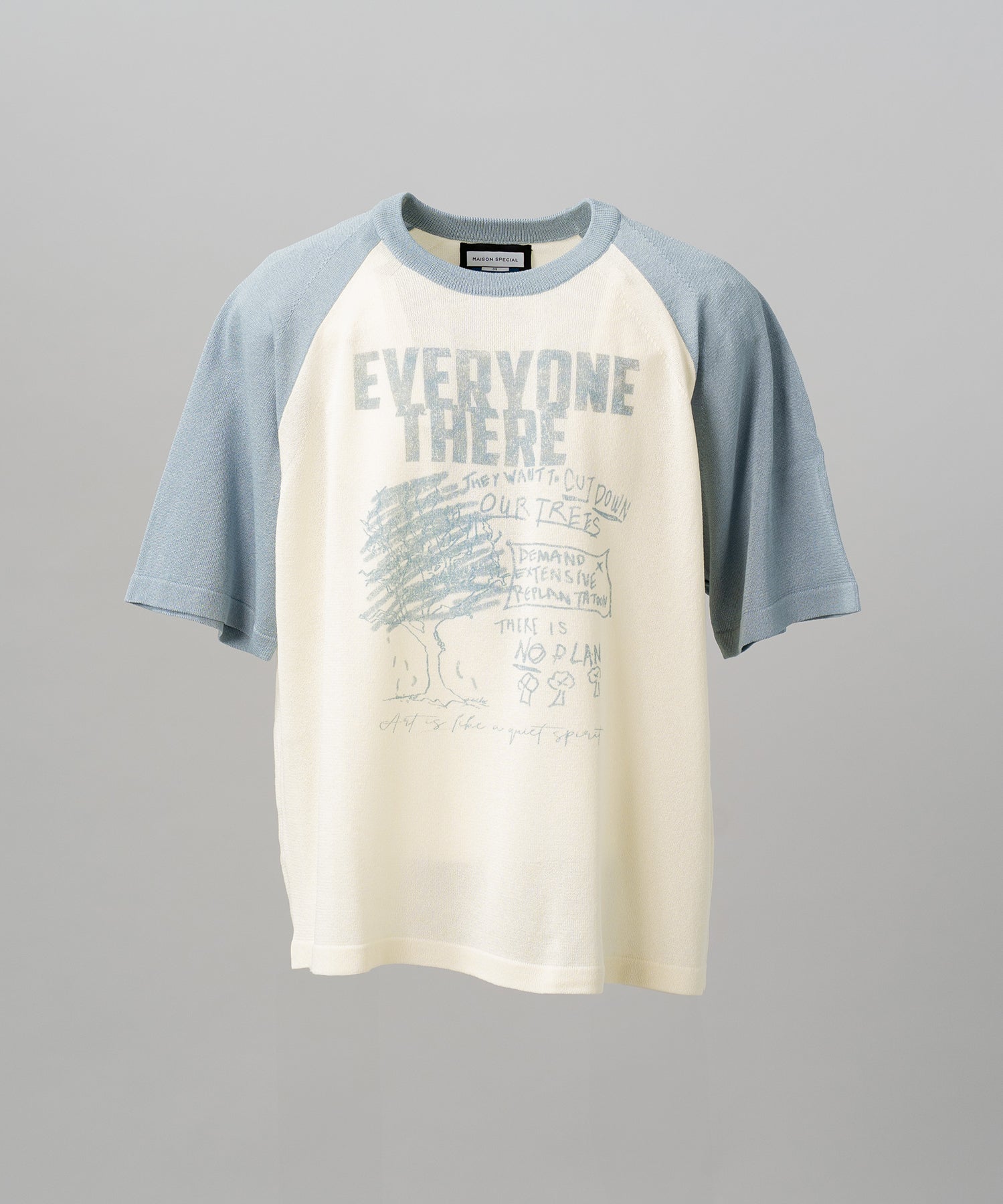 【26SS PRE-ORDER】Linen-touch Nostalgia Prime-Over Raglan Pattern Knit T-shirt