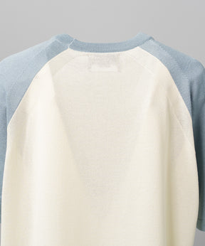 【26SS PRE-ORDER】Linen-touch Nostalgia Prime-Over Raglan Pattern Knit T-shirt