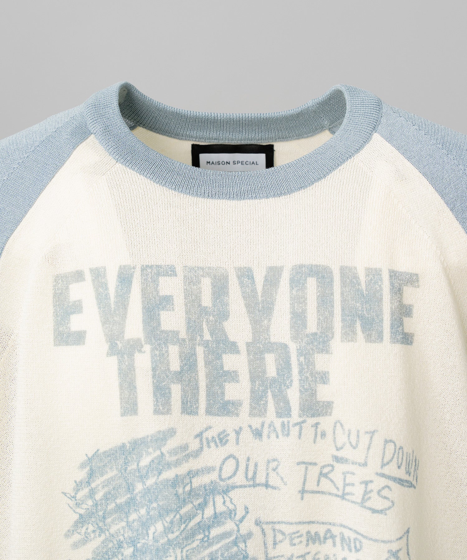 【26SS PRE-ORDER】Linen-touch Nostalgia Prime-Over Raglan Pattern Knit T-shirt