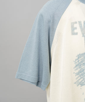 【26SS PRE-ORDER】Linen-touch Nostalgia Prime-Over Raglan Pattern Knit T-shirt