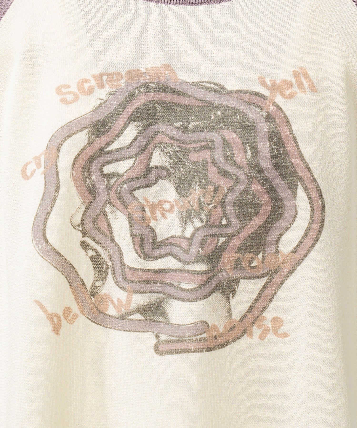 【26SS PRE-ORDER】Linen-touch Nostalgia Prime-Over Raglan Pattern Knit T-shirt