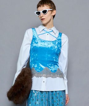 【25AUTUMN PRE-ORDER】Hem Lace Velvet Tank Top