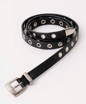 20mm Width Eyelet Leather Long Belt