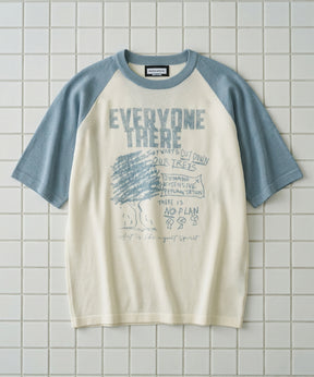【26SS PRE-ORDER】Linen-touch Nostalgia Prime-Over Raglan Pattern Knit T-shirt