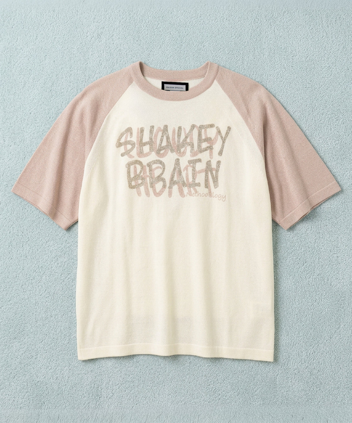 【26SS PRE-ORDER】Linen-touch Nostalgia Prime-Over Raglan Pattern Knit T-shirt