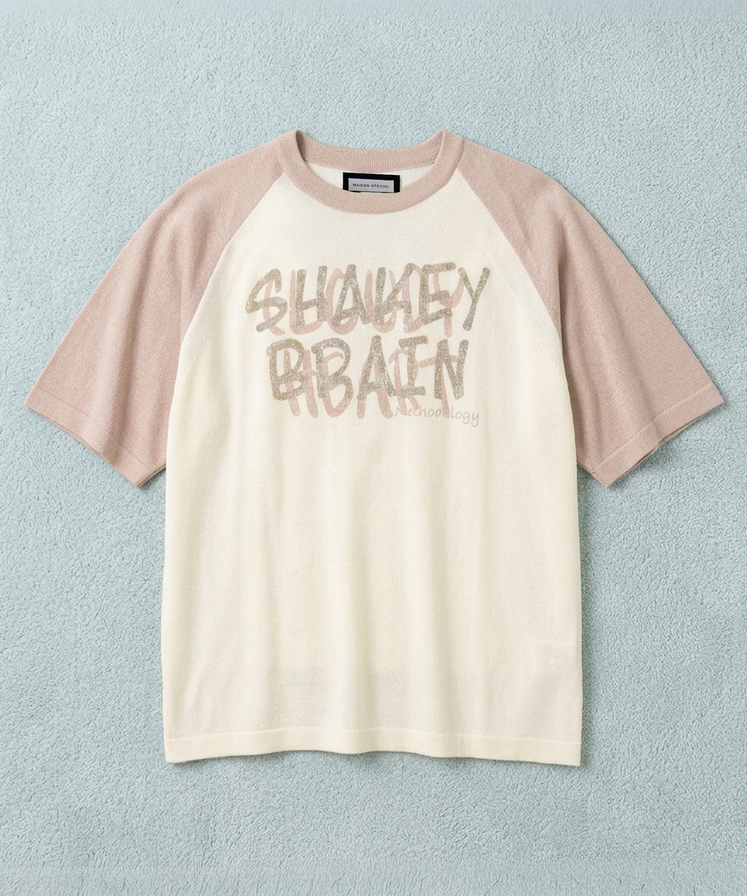 【26SS PRE-ORDER】Linen-touch Nostalgia Prime-Over Raglan Pattern Knit T-shirt