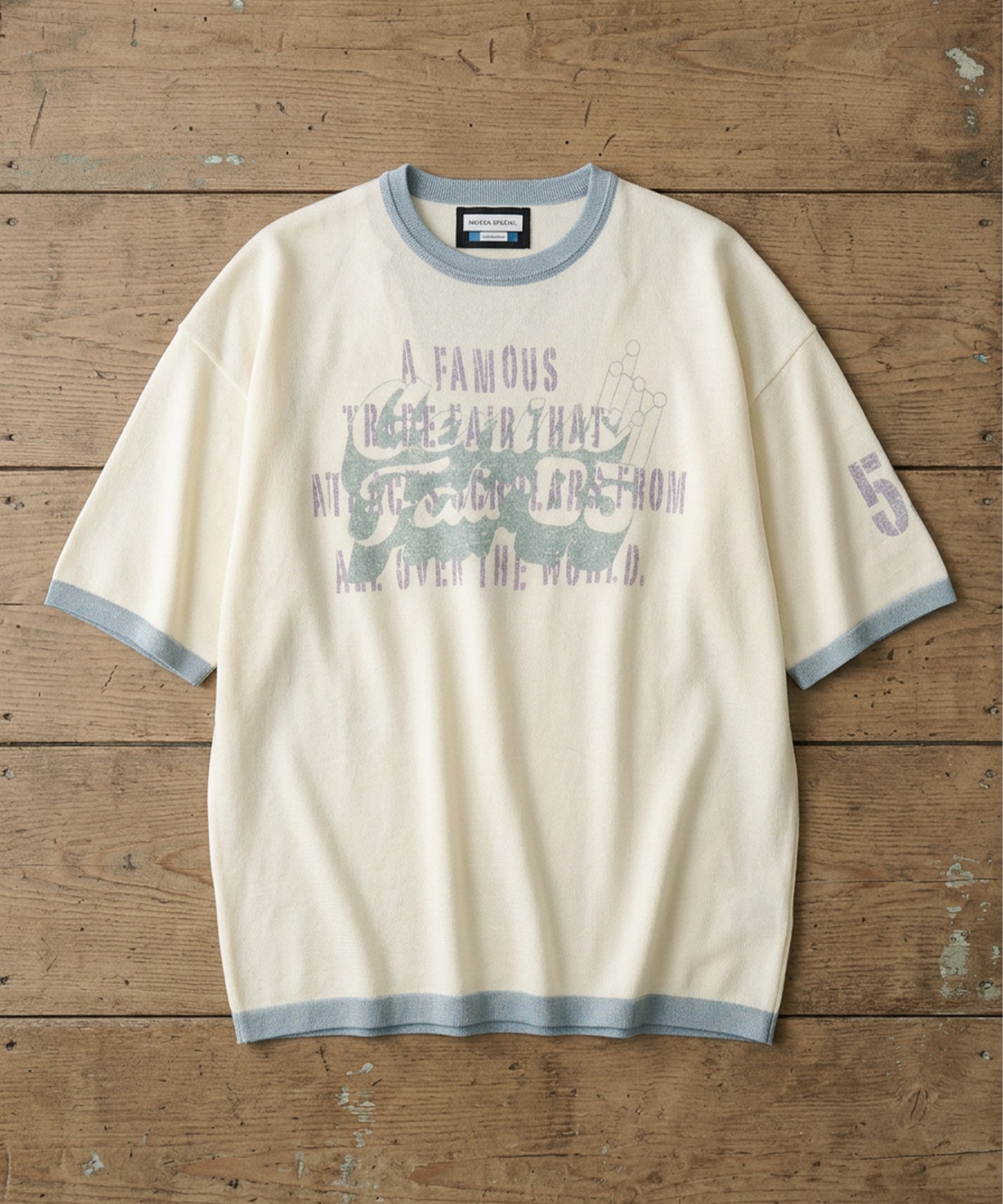 【26SS PRE-ORDER】Linen-touch Nostalgia Prime-Over Ringer Pattern Knit T-shirt