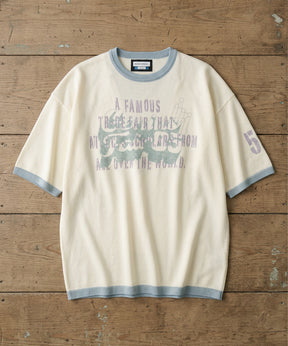 【26SS PRE-ORDER】Linen-touch Nostalgia Prime-Over Ringer Pattern Knit T-shirt