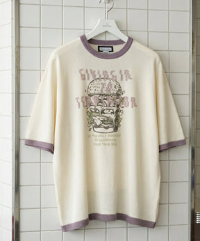 【26SS PRE-ORDER】Linen-touch Nostalgia Prime-Over Ringer Pattern Knit T-shirt