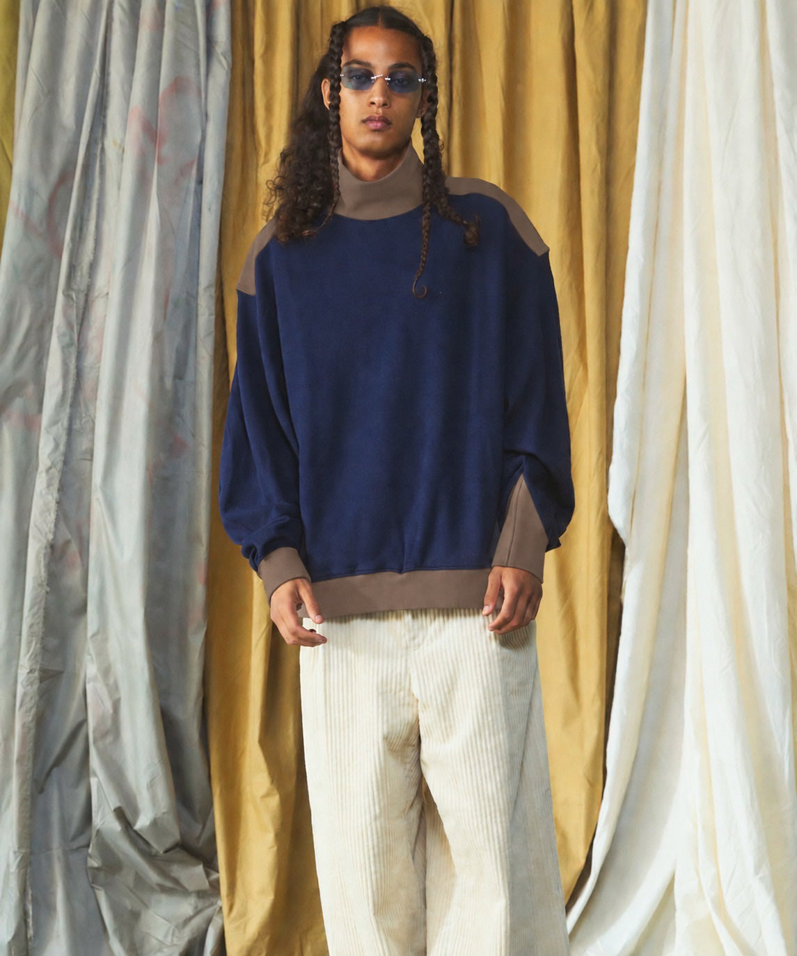 [26AW PRE-ORDER] Cotton Balfa Lace Prime Over Henley Neck Long Sleeve Knit T-shirt