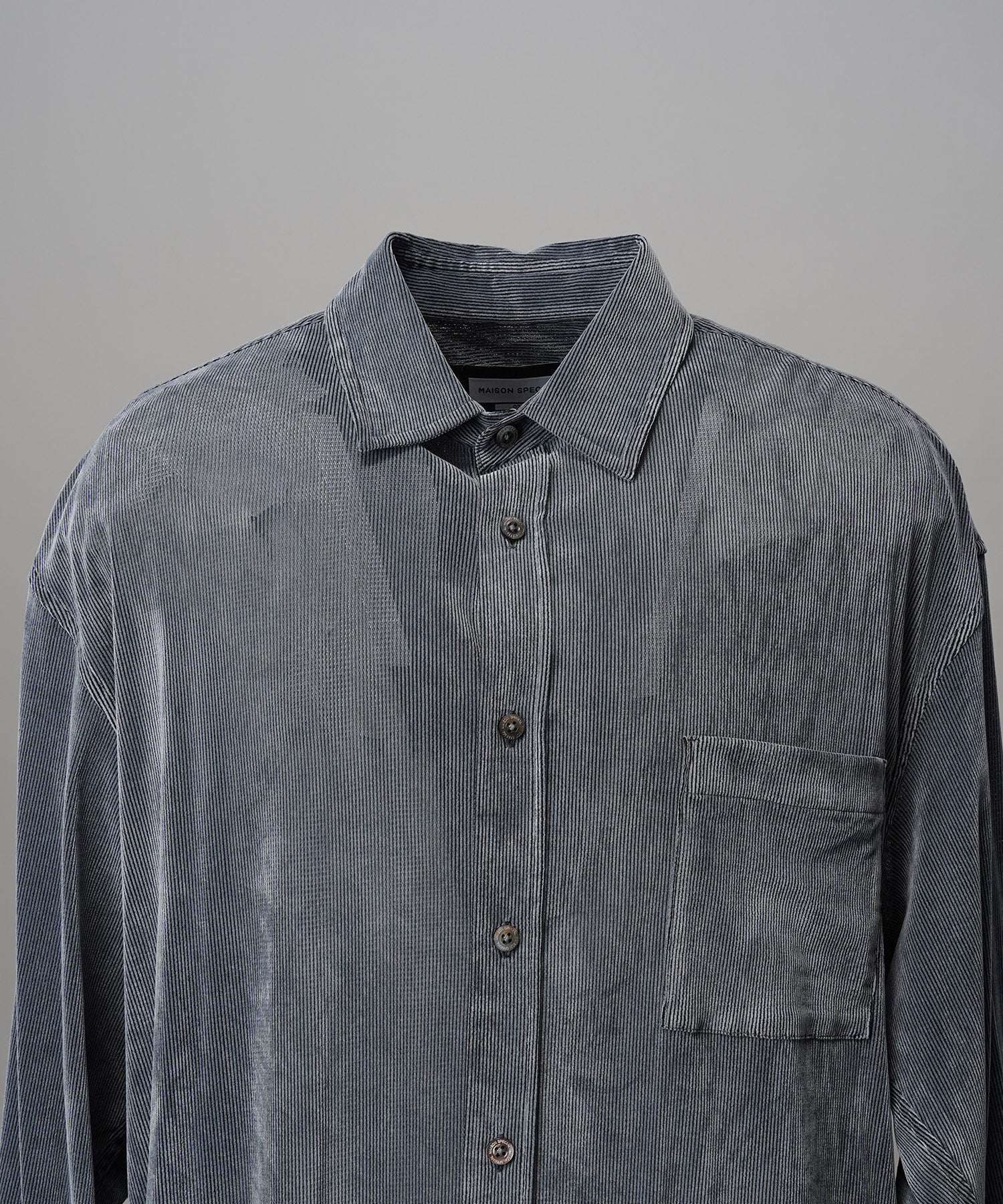 프라임 오버 플록 프린트 일반 칼라 셔츠 코트