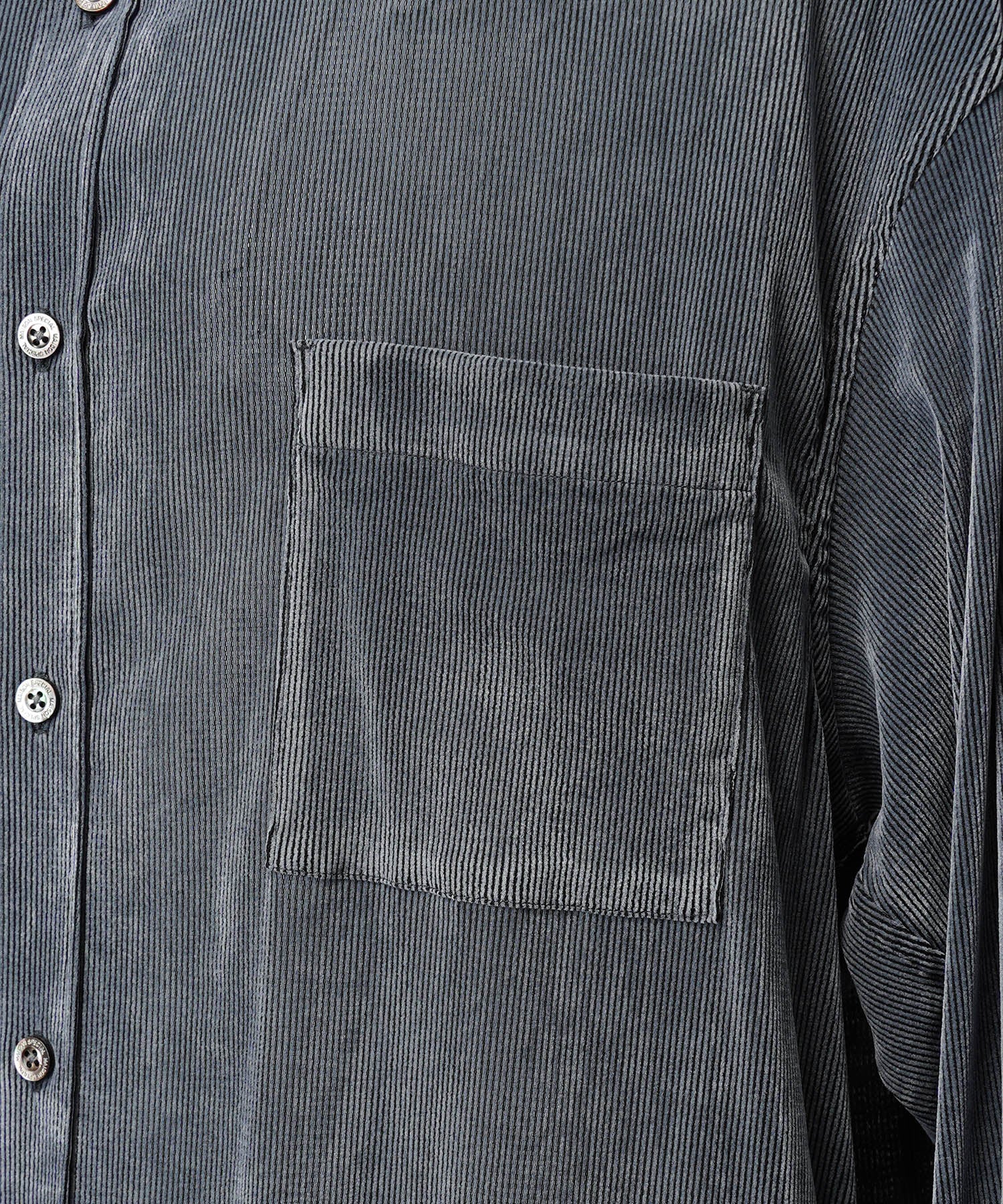 프라임 오버 플록 프린트 일반 칼라 셔츠 코트