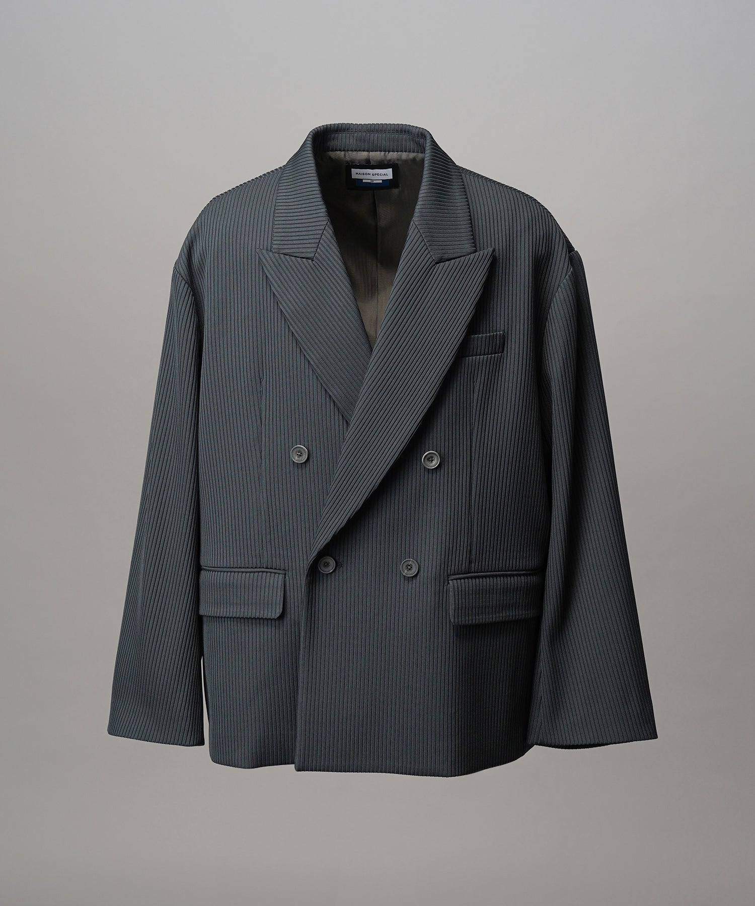 4 색 샹 브레이 세탁 가능한 양모 피크 라펠 더블 가슴 재킷