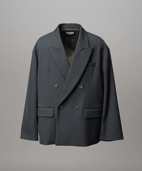 4 색 샹 브레이 세탁 가능한 양모 피크 라펠 더블 가슴 재킷