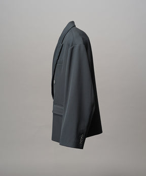 4 색 샹 브레이 세탁 가능한 양모 피크 라펠 더블 가슴 재킷