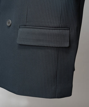 4 색 샹 브레이 세탁 가능한 양모 피크 라펠 더블 가슴 재킷