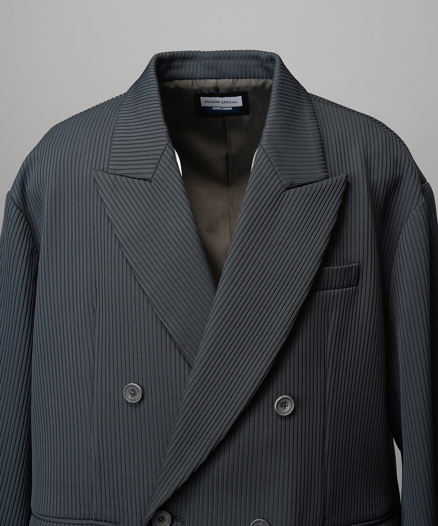 4 색 샹 브레이 세탁 가능한 양모 피크 라펠 더블 가슴 재킷