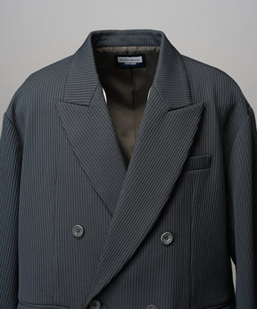 4 색 샹 브레이 세탁 가능한 양모 피크 라펠 더블 가슴 재킷