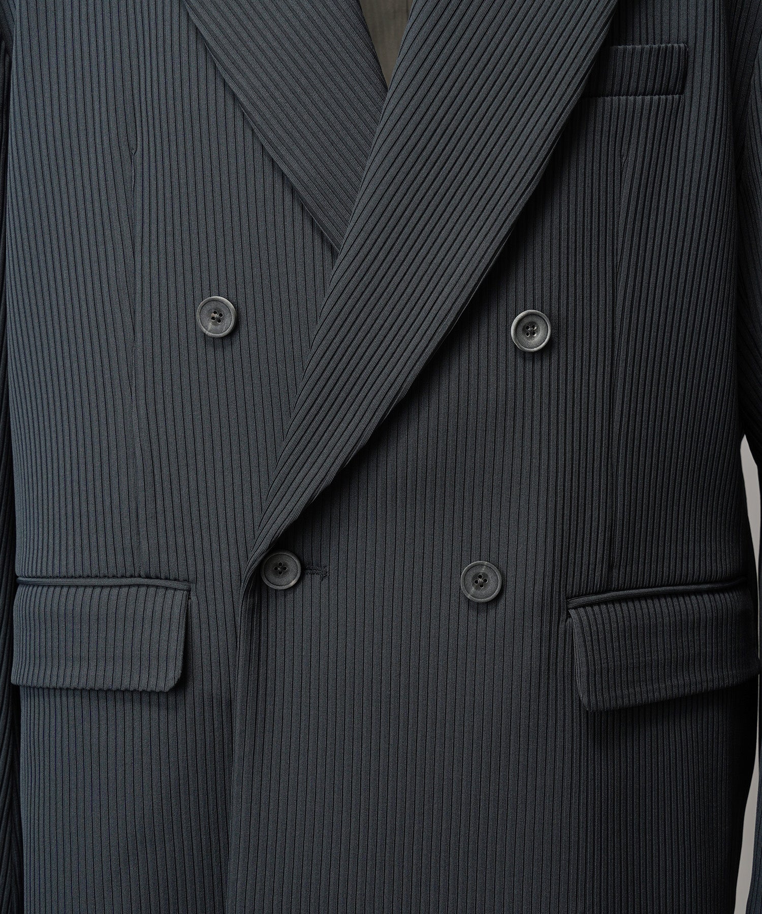 4 색 샹 브레이 세탁 가능한 양모 피크 라펠 더블 가슴 재킷