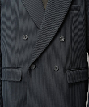 4 색 샹 브레이 세탁 가능한 양모 피크 라펠 더블 가슴 재킷