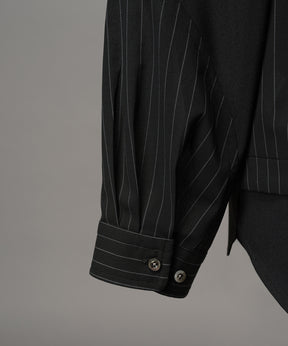 4 Colors Chambray Washable Wool Peaked Lapel Double Breasted Jacket