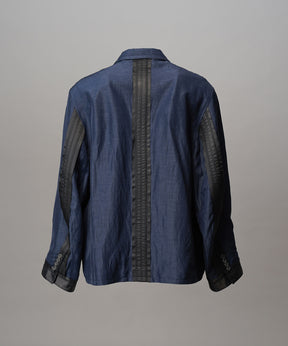 4种颜色Chambray可洗羊毛峰峰双胸夹克