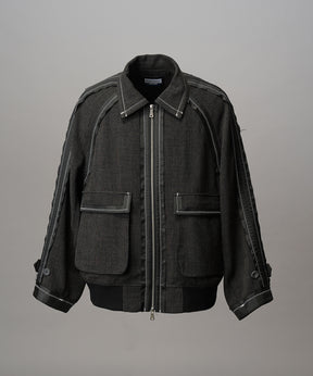 4 색 샹 브레이 세탁 가능한 양모 피크 라펠 더블 가슴 재킷