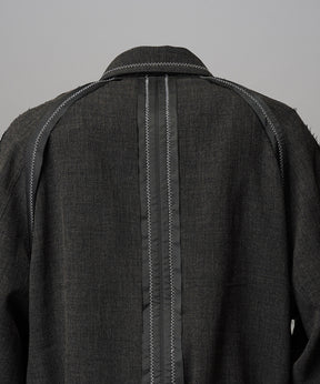 4 색 샹 브레이 세탁 가능한 양모 피크 라펠 더블 가슴 재킷