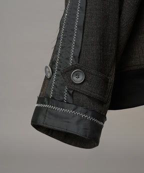 4 색 샹 브레이 세탁 가능한 양모 피크 라펠 더블 가슴 재킷