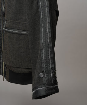 4 색 샹 브레이 세탁 가능한 양모 피크 라펠 더블 가슴 재킷