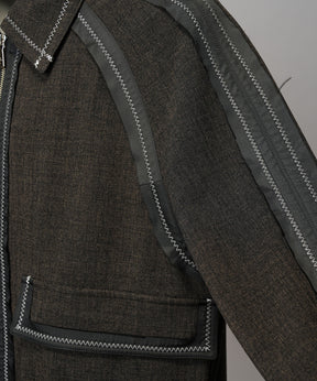 4 색 샹 브레이 세탁 가능한 양모 피크 라펠 더블 가슴 재킷