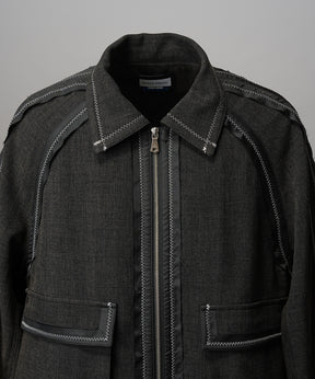 4 색 샹 브레이 세탁 가능한 양모 피크 라펠 더블 가슴 재킷