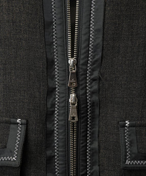 4 색 샹 브레이 세탁 가능한 양모 피크 라펠 더블 가슴 재킷