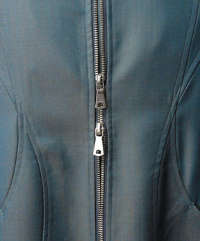 4 Colors Chambray Washable Wool Peaked Lapel Double Breasted Jacket