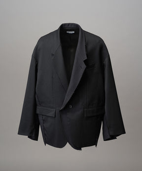 4 Colors Chambray Washable Wool Peaked Lapel Double Breasted Jacket