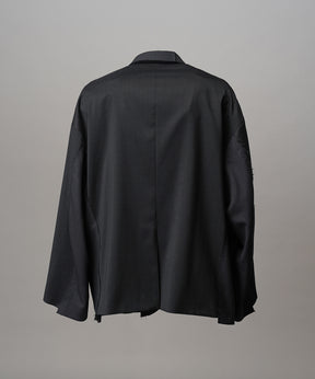 4 Colors Chambray Washable Wool Peaked Lapel Double Breasted Jacket