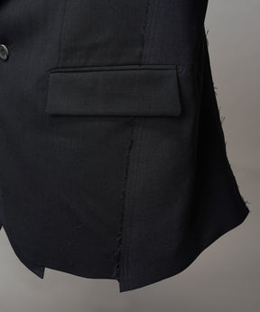 4 Colors Chambray Washable Wool Peaked Lapel Double Breasted Jacket