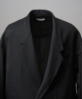 4 Colors Chambray Washable Wool Peaked Lapel Double Breasted Jacket