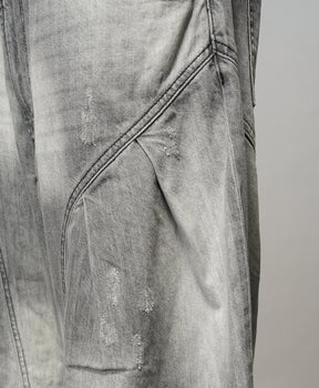 3D Cut Prime-Wide Gathered Denim Pants